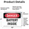 Signmission Battery Inside Danger Sign, Vinyl Decal, 10in W x 7in L, 2PK OS-2PACK-DS-D-710-L-2078 - alternate 5